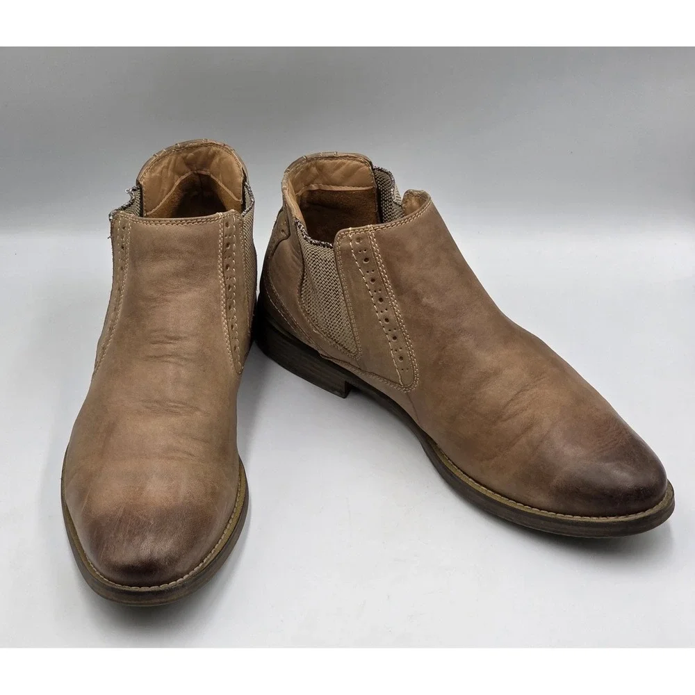 Steve Madden Paxton Chelsea Boots Mens 11.5 Distressed Brown Leather